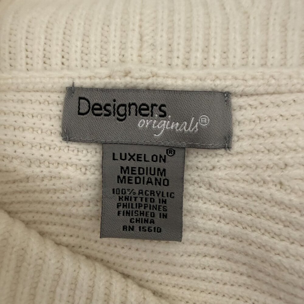 Vintage Designers Originals Ribbed Knit Cardigan | Ivory Cream | Size M - Picture 8 of 11
